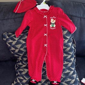 NWT BABY GIRL FIRST CHRISTMAS PAJAMAS SET WITH HAT